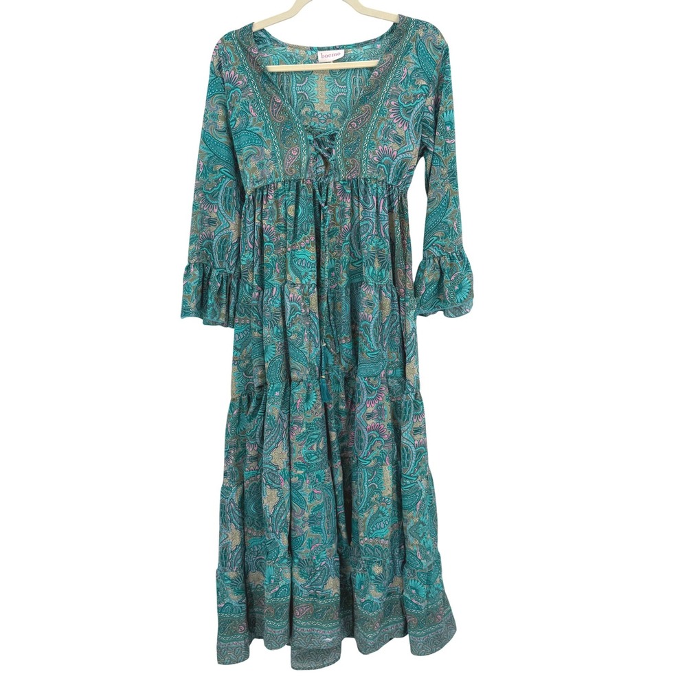 Boho Teal Paisley Maxi Dress with Tie Front. I have not worn it .